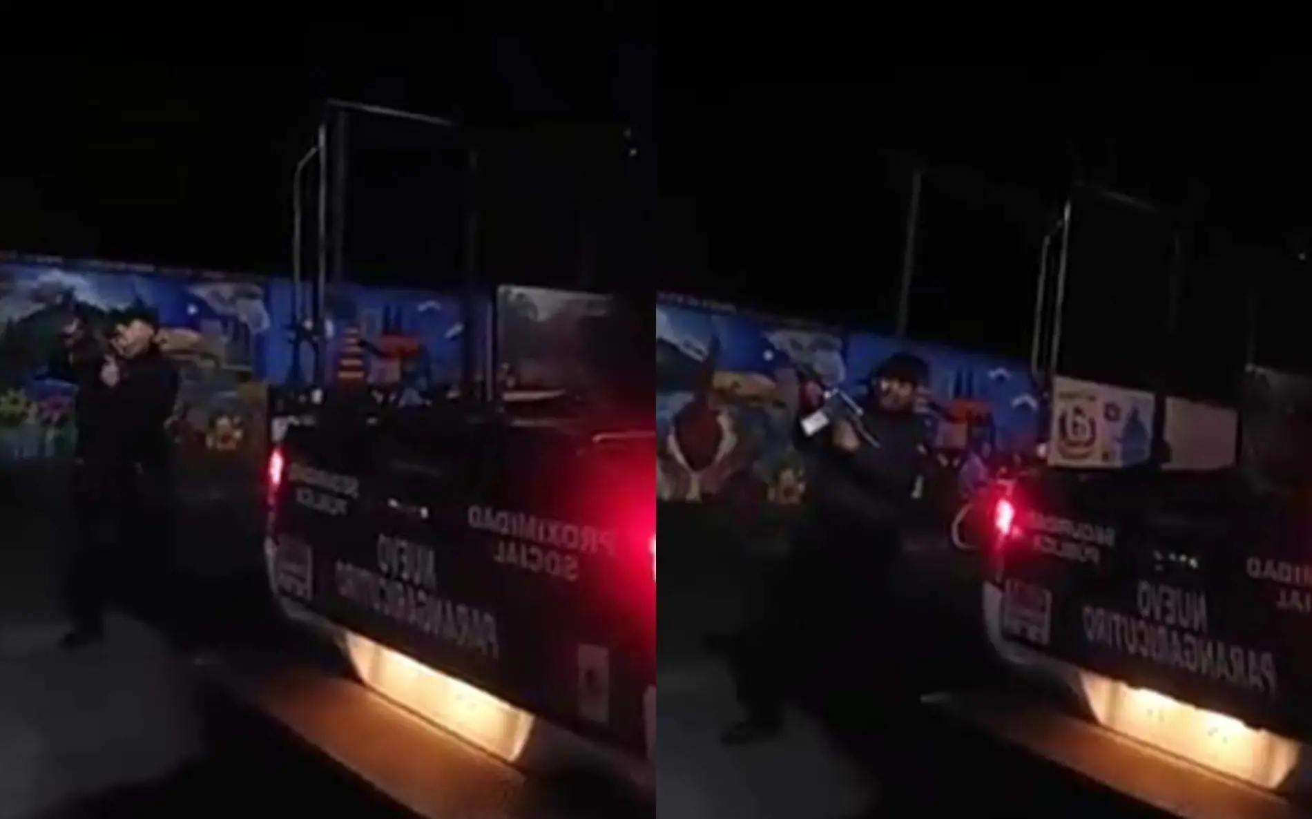 Policías haciendo disparos al aire, en Nuevo Parangacutirno 1